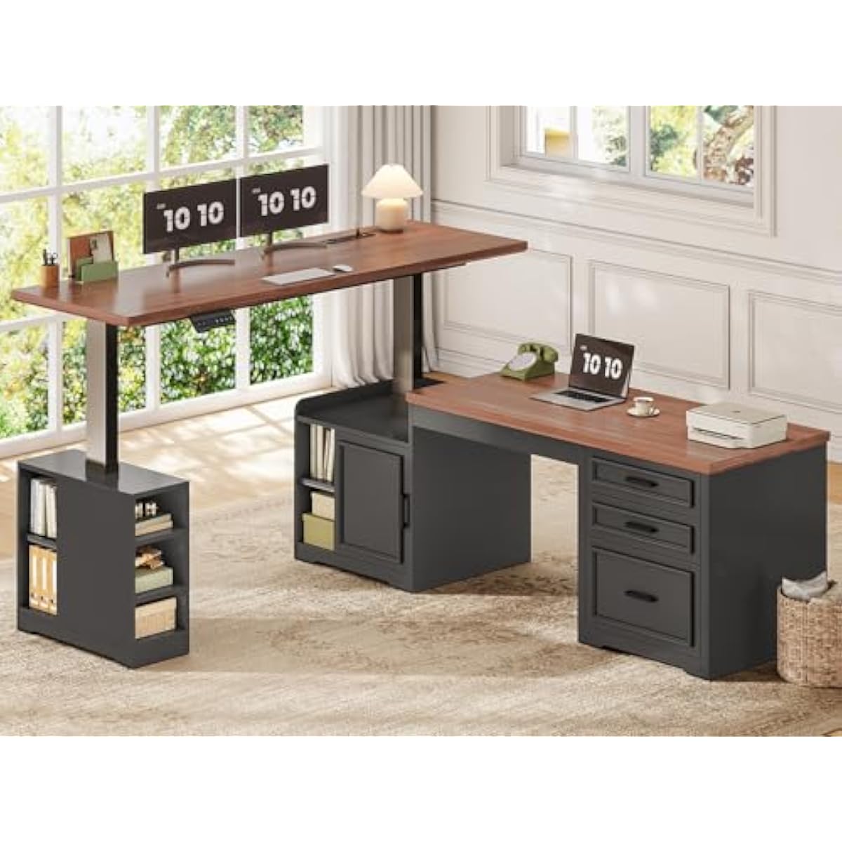 L Shaped Adjustable Electric D - Desk Setup L Shaped 评论和价格