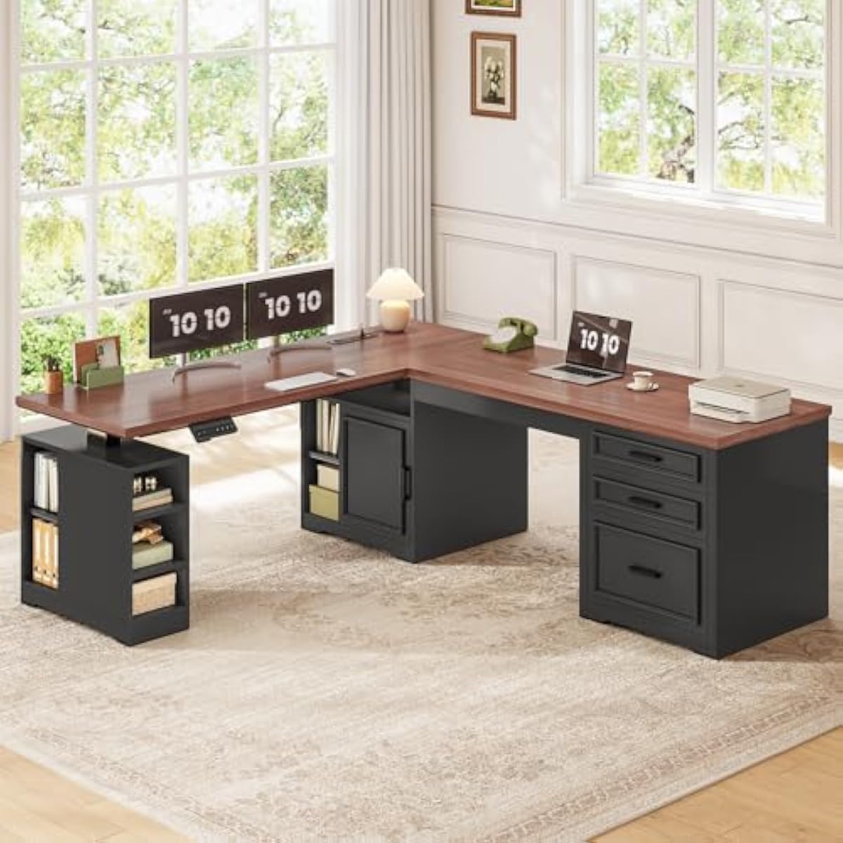 L Shaped Adjustable Electric D - Desk Setup L Shaped 评论和价格