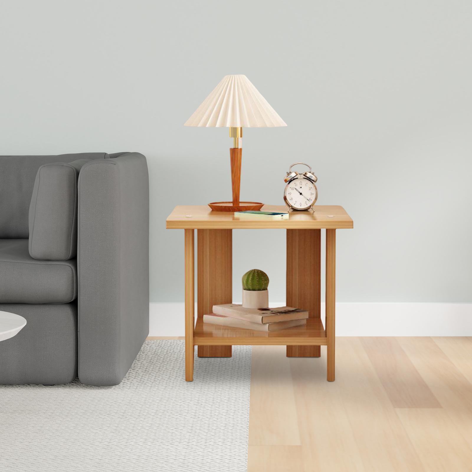 Wooden Double Layers Side Tabl - Desk Setup Minimalist 评论和价格