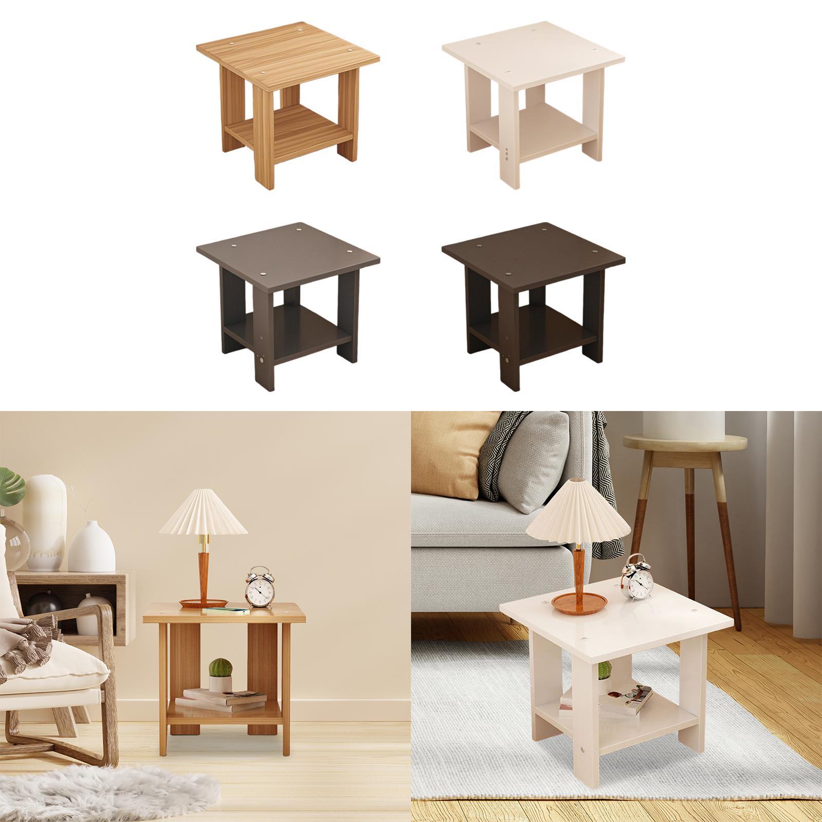 Wooden Double Layers Side Tabl - Desk Setup Minimalist 评论和价格